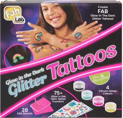 Immagine prodotto di Set di tatuaggi glitterati fosforescenti per bambini - divertimento creativo