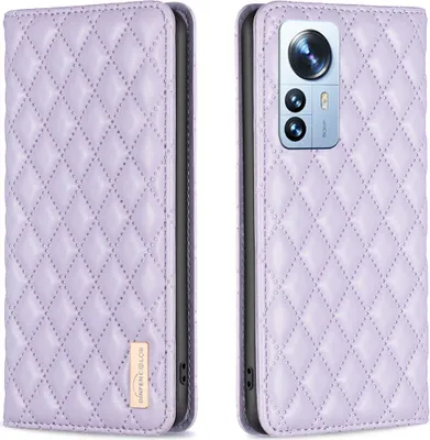 Produktbild von Xiaomi 12 Pro Hülle, Elegant Bookstyle Flip Leder Kartenfächer Schutzhülle mit Ständer für Xiaomi 12 Pro Lila