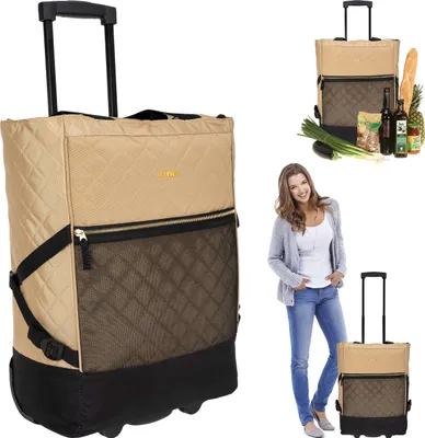 Produktbild von Einkaufstrolley Punta Wheel CLASSY Trolley Einkaufsroller Einkaufswagen Damen 10422-2900 Beige Gold Deluxe + Della Rox Edition Faltschopper Tasche