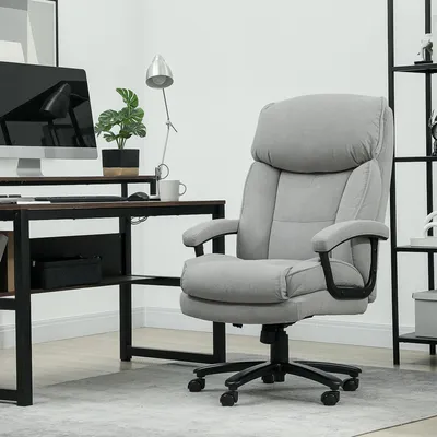 Produktbild von SUGIFT Bürostuhl 200 kg Tragkraft, ergonomischer Schreibtischstuhl Polyester gepolstert, Drehstuhl, Hellgrau | Sitzhöhe verstellbar | 79 x 68,5 x 125 cm