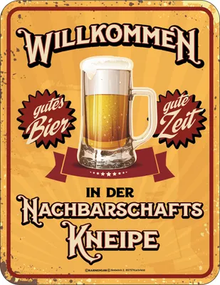 Produktbild von Original RAHMENLOS Deko Blechschild - Willkommenn in der Nachbarschaftskneipe