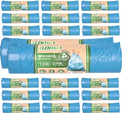 Produktbild von CLENTAX Schwerlastsack 20 x 120L mit Zugband auf Rolle mit 300 Stück Abfallsack