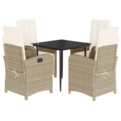 Produktbild von vidaXL 5-tlg. Garten-Essgruppe mit Kissen Beige Poly Rattan