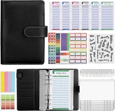 Produktbild von Sparbuch - Budgetplaner - Geld verwalten - Komplettstarterpaket - A6 Format - Schwarz