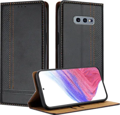 Image de Etui pour Samsung Galaxy S10E en cuir avec fonction stand noir