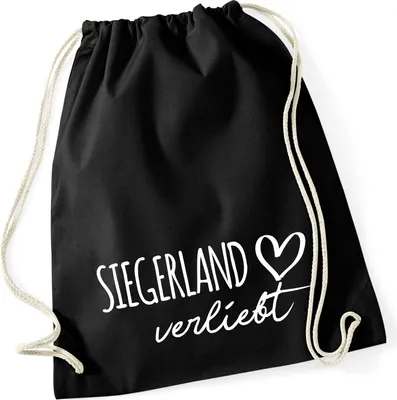 Produktbild von Huuraa Turnbeutel Siegerland verliebt 12 Liter Black Baumwolle Rucksack Geschenkidee