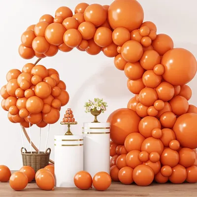 Obrázek produktu pro Girlanda z balónků, oranžová barva, 129 kusů. Sada latexových balónků vhodná pro narozeniny, Halloween a svatby