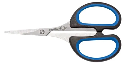 Silhouettenschere 10,5 cm, rostfreier Stahl, Softgriff, schwarz/blau
