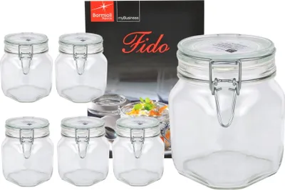 Produktbild von 6er Set Einmachglas Bügelverschluss Original Fido 0,75L incl. Bormioli Rezeptheft