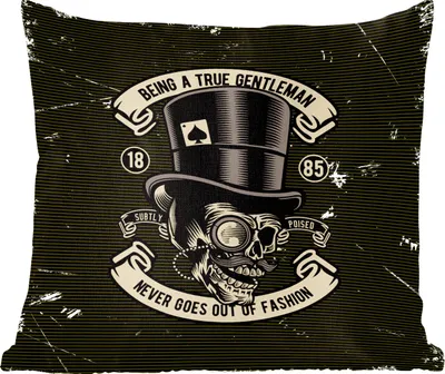 Produktbild von MuchoWow® Zierkissen Sofakissen Wohnzimmer Dekokissen 45x45 cm Totenkopf - Hut - Vintage - Schlafpolster - Polster für das Sofa