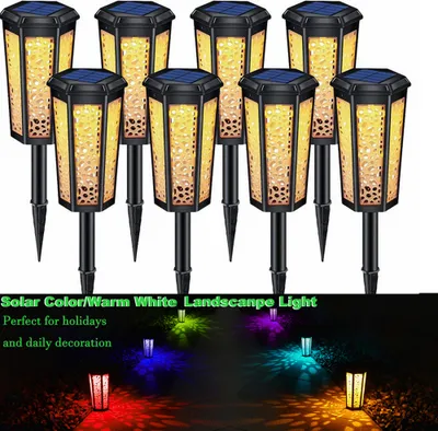 Image de 8 pièces Lampes solaires de jardin, Lampes solaires pour jardin extérieur, LED Lampes solaires de jardin Décoration Lanterne solaire étanche IP65 pour extérieur terrasse pelouse chemin