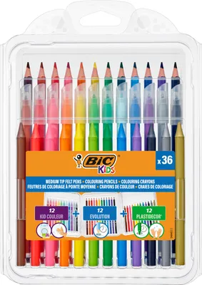 Zdjęcie produktu dla Bic Zestaw Kreatywny 3W1: Kredki, Pisaki, Świecowe - 36 Elementów
