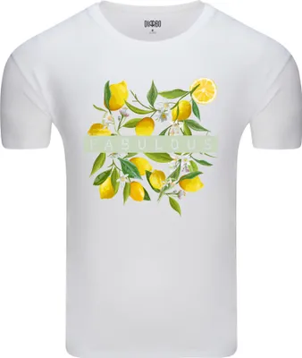 Produktbild von Diarbo Herren T-Shirt mit Abstraktem Druck Zitronen Weiß Gr.XXXL