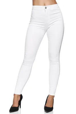 Produktbild von Elara Damen Jeans High Waist Slim Fit Chunkyrayan 201-1 Weiss 36 (S)