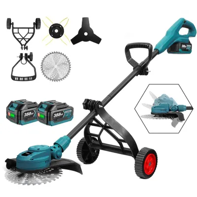 Produktbild von Akku-Rasentrimmer 25cm Schnittbreite Bürstenloser Motor Rasentrimmer Mit 2 Akku, 3 in 1 Akku Rasentrimmer für Rasen, Garten