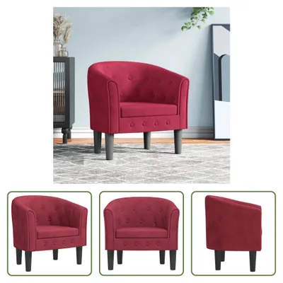 Image de The Living Store Clubsessel Weinrot Samt