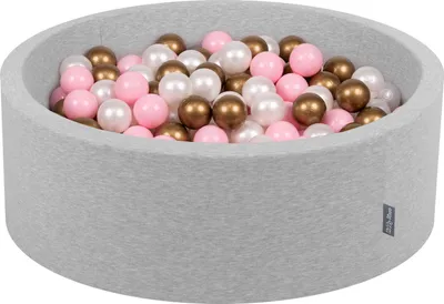 Produktbild von KiddyMoon Bällebad OK30D, 90x30cm, 300 Bälle ∅7cm, Rund Bällepool Mit Bunten Bällen Für Babys Und Kinder, Hellgrau