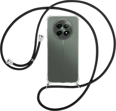 Produktbild von Handykette Backcover-Schutzhülle mit Band (Metall silberfarben) für Realme 12 5G / 12X 5G - schwarz