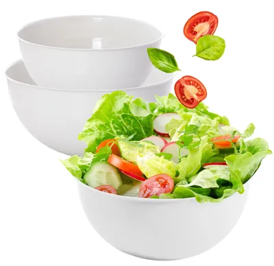 Imagen del producto de Juego de cuencos para ensalada, grande, con 3 cuencos, de 2 a 5 litros de capacidad, de plástico, para mezclar y servir