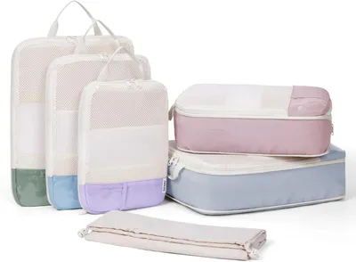 Imagen del producto de Set de organizadores de maleta, incluye 6 bolsas de compresión de diferentes tamaños, ideales para viajes