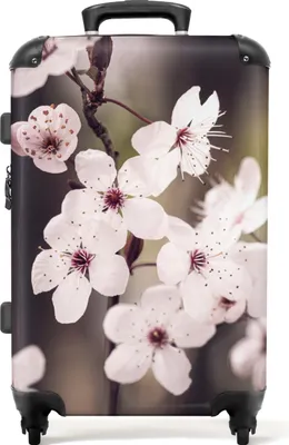 Produktbild von NoBoringSuitcases.com® Großer Koffer - Blumen - Weiß - Natur - Pflanze - Blüte - Kombinationsschloss TSA - Hartschalen Trolley 4 Rollen - 72 liter - Reisekoffer - 66 cmKoffer Mittelgroß 67x43x25 cm, 72L,