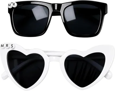 Zdjęcie produktu dla Okulary przeciwsłoneczne w kształcie serca, białe, ochrona UV400, na wesela