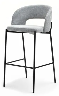 Obrázok produktu pre Čalúnená barová stolička HEIMY - šedá / čierna