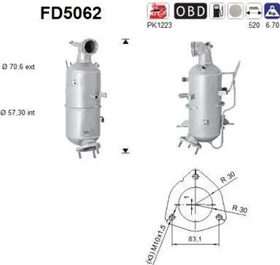 Produktbild von AS FD5062 Dieselpartikelfilter Rußpartikelfilter DPF für OPEL ANTARA Euro 5 Abgasanlage Diesel