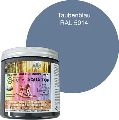 Produktbild von Contura 250ml. Möbellack Lack für Kinderspielzeug Buntlack DIN EN71/3 Buntlack Holzlack - RAL 5014 Taubenblau