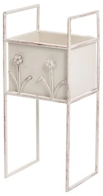 Obrázek produktu pro BELIANI Vyvýšený květináč béžový železo 22 x 18 x 50 cm zvýšený květináč na podstavci stojan na rostliny pro vnitřní i venkovní použití