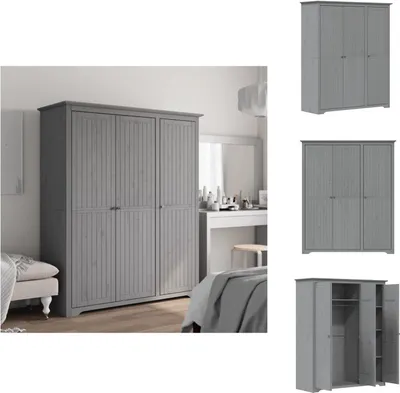 Image de vidaXL Armoire BODO Gris 151,5x52x176,5 cm Pin massif - Armoires