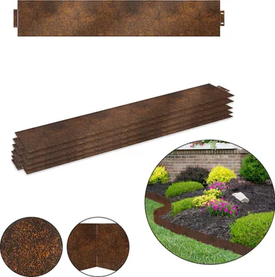Image de LZQ Bordure de pelouse métallique 20 m, 100 x 18 cm de haut Bordure de tonte Bordure de parterre Bordure de parterre Délimitation de chemin, rouille