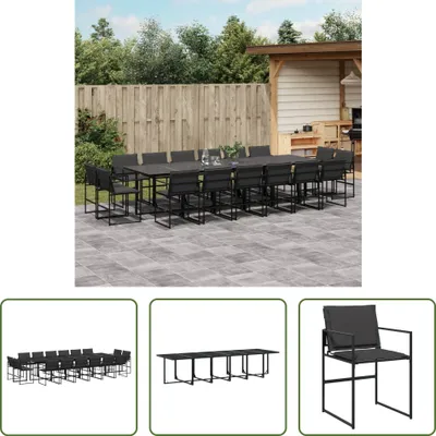Produktbild von The Living Store 17-tlg. Garten-Essgruppe mit Kissen Schwarz Textilene