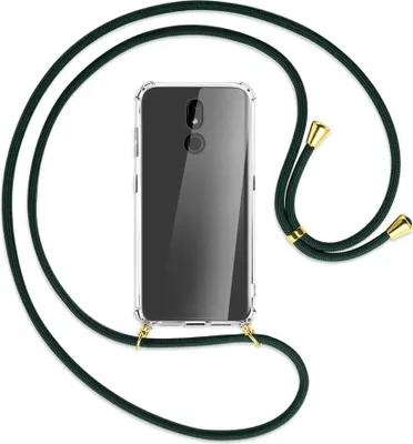 Produktbild von Handykette Backcover-Schutzhülle mit Band (Metall goldfarben) für Nokia 3.2 32GB - dunkelgrün