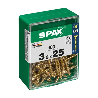 Image de Boîte 100 Unités. Vis A Bois Spax Cab. Plat Yellox 3.5x25mm Spax