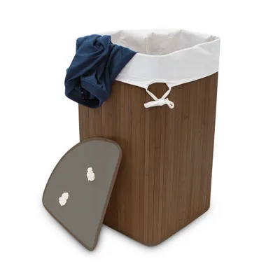Produktbild von relaxdays 1 x Eckwäschekorb Bambus braun