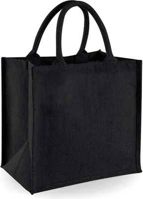 Obrázok produktu pre Westford Mill jutová taška / nákupná taška z juty, 14 litrov (2 ks/balenie) BC4512 (jedna veľkosť) (čierna/čierna)