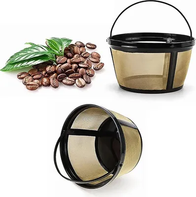 Obrázek produktu pro Kávový filtr z nerezové oceli, opakovaně použitelný kuželový kávový filtr, zlatý, pro kávovary, pro domácnost