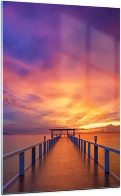 Produktbild von Bilder auf glas - Einteilig - Himmel die Farben Pier - 70x100cm - Glasbilder - Wandbilder - Bilder - zum Aufhängen bereit - Wanddekoration aus Glas - Glas Bilder - Wandbild auf Glas - GPA70x100-4202