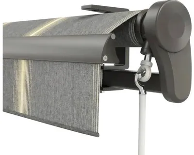 Produktbild von Soluna Gelenkarmmarkise Trend 4x2 Stoff Dessin D417 Gestell DB703 dunkelgrau Antrieb Rechts inkl. Motor, Wandschalter un
