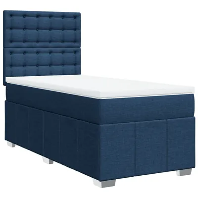 Obrázek produktu pro vidaXL Postel Boxspring s matrací Modrá 90x200 cm Látka