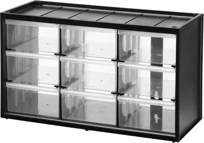 Produktbild von Famanu Aufbewahrungsbox für kleine Teile mit transparenten Schubladen - 9 Schubladen