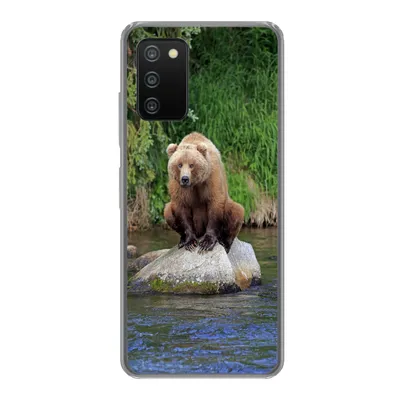 Produktbild von MuchoWow® Handyhülle Schutzhülle Hülle für Samsung Galaxy A03s Bär - Stein - Tier Silikon Softcase Handy Hülle - Schutz