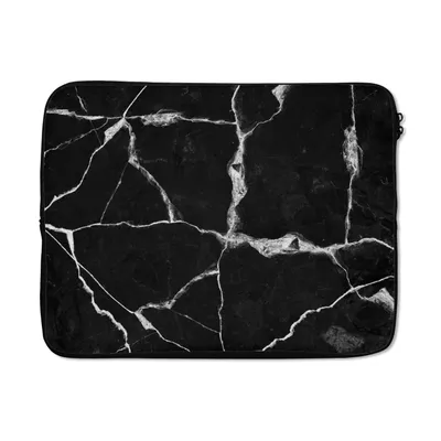 Produktbild von MuchoWow® Laptop Hülle 17 Zoll Laptoptasche Marmor - Steine - Silber - Zipper - Schutzabdeckung