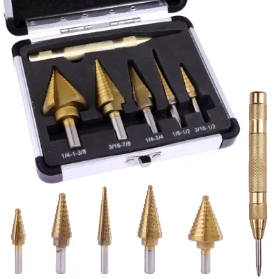 Stufenbohrer-Set HSS 4241, 6-teilig, Titan, 4-32 mm
