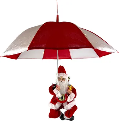 Produktbild von XXL Santabrella Weihnachtsanhänger Weihnachtsmann mit LED-Beleuchtung – 70 x 50 cm – Rot und Weiß