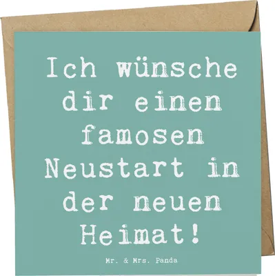 Produktbild von Mr. & Mrs. Panda Grußkarte Spruch Neustart Umzug - Meeresbrise - Geschenk, Glückwunschkarte, doppelkarte, faltkarte, Unterstützung, Zuversicht, Ermutigung, Klappkarte