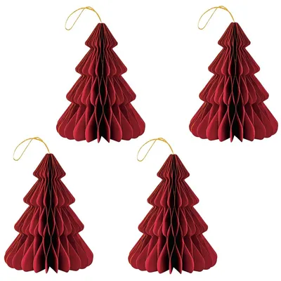 Image de set de 4 décorations de Noël élégantes Origami Design Rouge