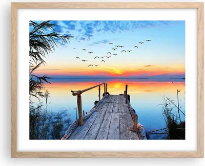 Produktbild von Gerahmtes Poster - Rahmen in heller Eiche - Brücke See - 50x40 cm - Wand Bild - Wanddeko - Wandbilder - Kunstposter - Wandposter - Bilderrahmen - Bilder - Kunstdruck - Wandbild - P2NAA50x40-3818