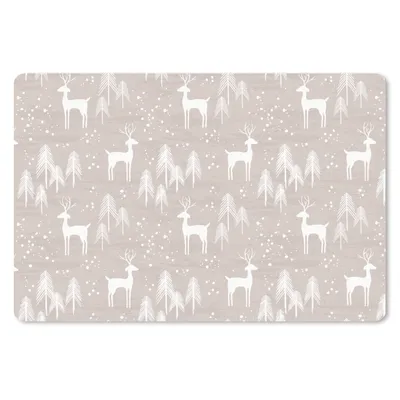 Produktbild von MuchoWow® Schreibtischunterlage Muster - Hirsche - Weiß - Beige 60x40 cm - XXL Mauspad - Großes Mauspad
